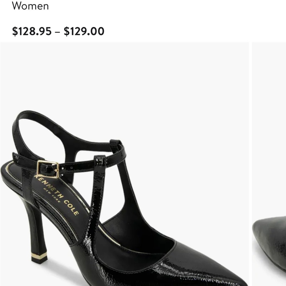 Kenneth Cole Black Patent T-Strap Romi Slingback Pump